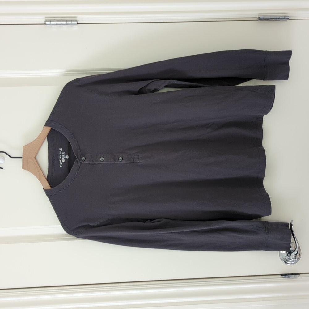 J Crew Men Mercantile Broken-In Gray Henley Tee
